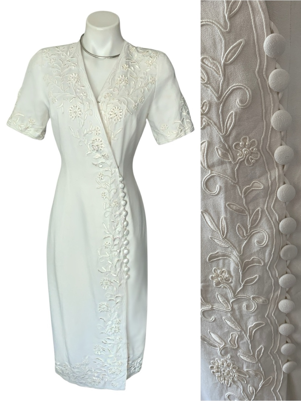 c h i c :: Vintage Romantic Embroidered Wrap Dress